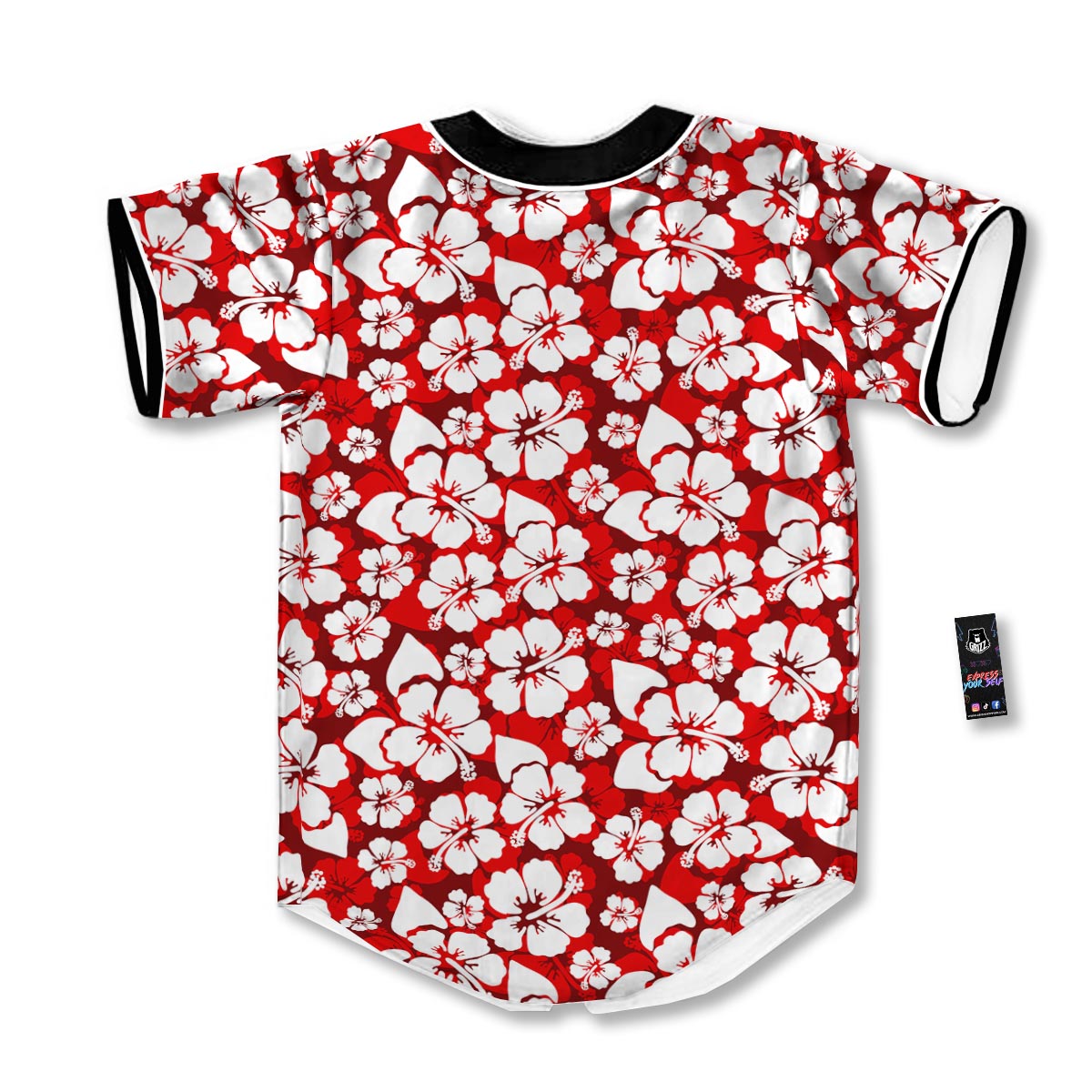 Tropical Red Hawaiian Print Pattern Baseball Jersey-grizzshop