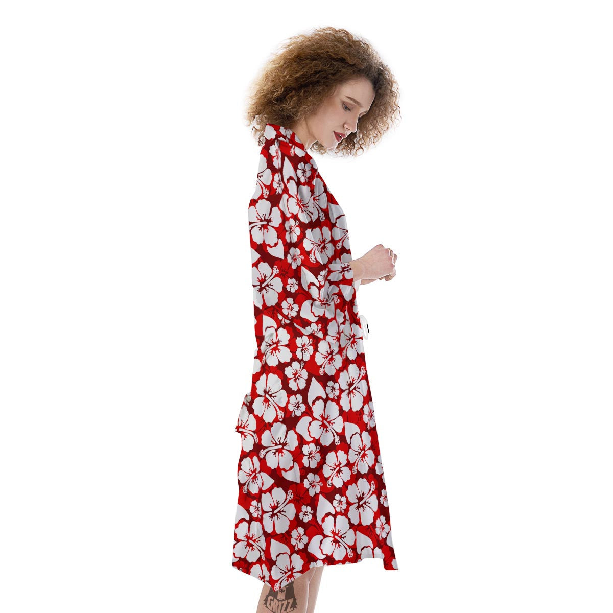Tropical Red Hawaiian Print Pattern Kimono-grizzshop