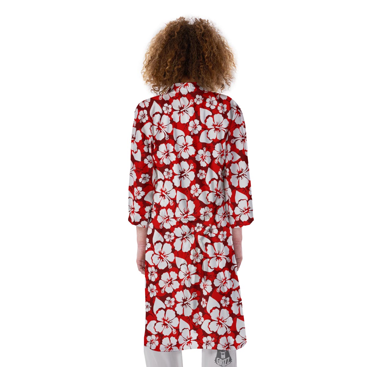 Tropical Red Hawaiian Print Pattern Kimono-grizzshop