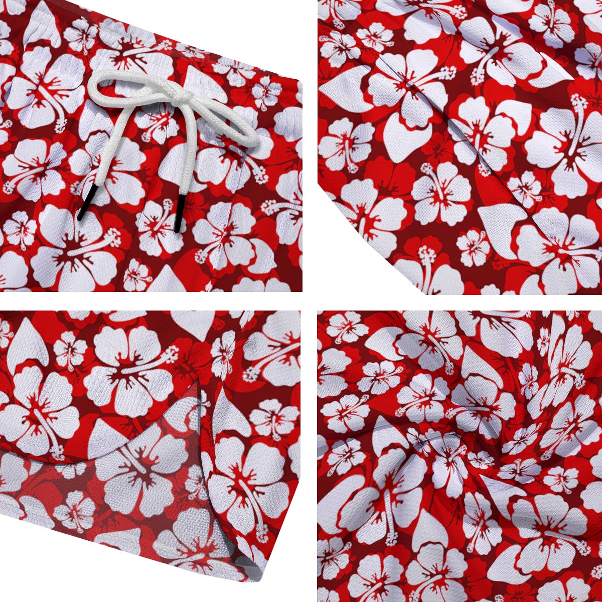 Tropical Red Hawaiian Print Pattern Men's Running Shorts-grizzshop