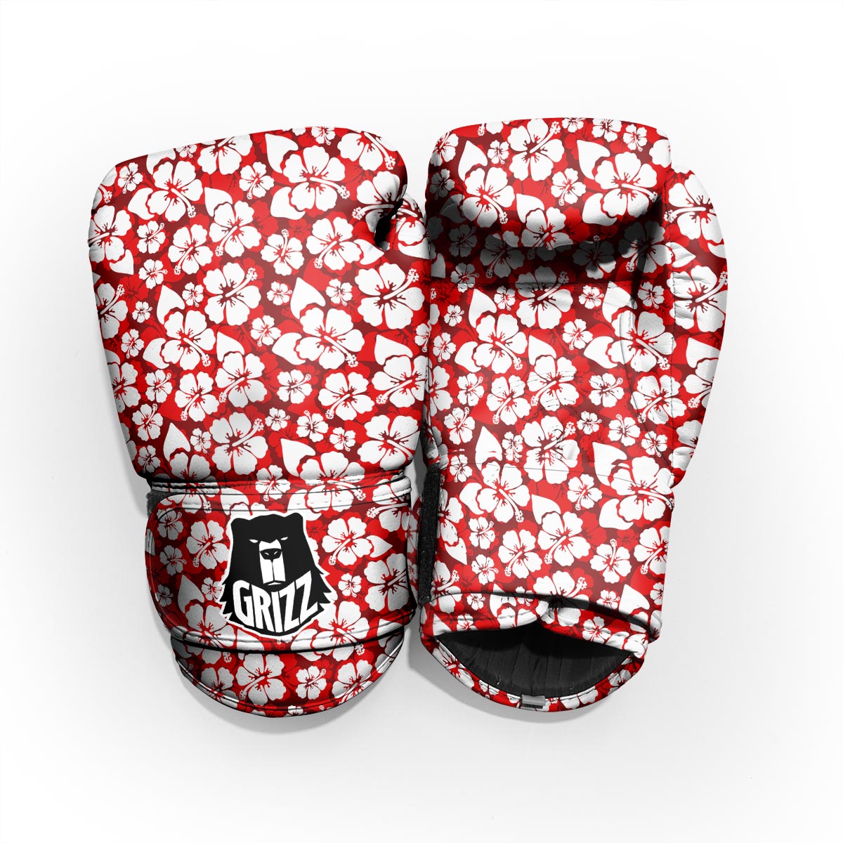 Tropical Red Hawaiian Print Pattern Sparring Gloves-grizzshop