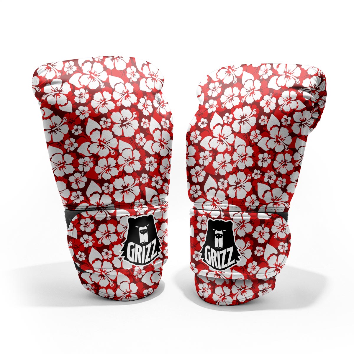 Tropical Red Hawaiian Print Pattern Sparring Gloves-grizzshop