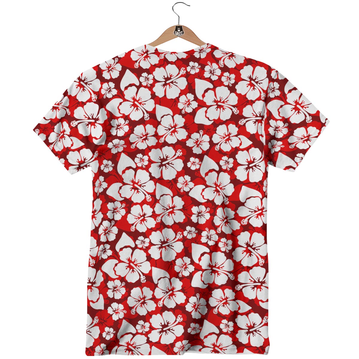 Tropical Red Hawaiian Print Pattern T-Shirt-grizzshop