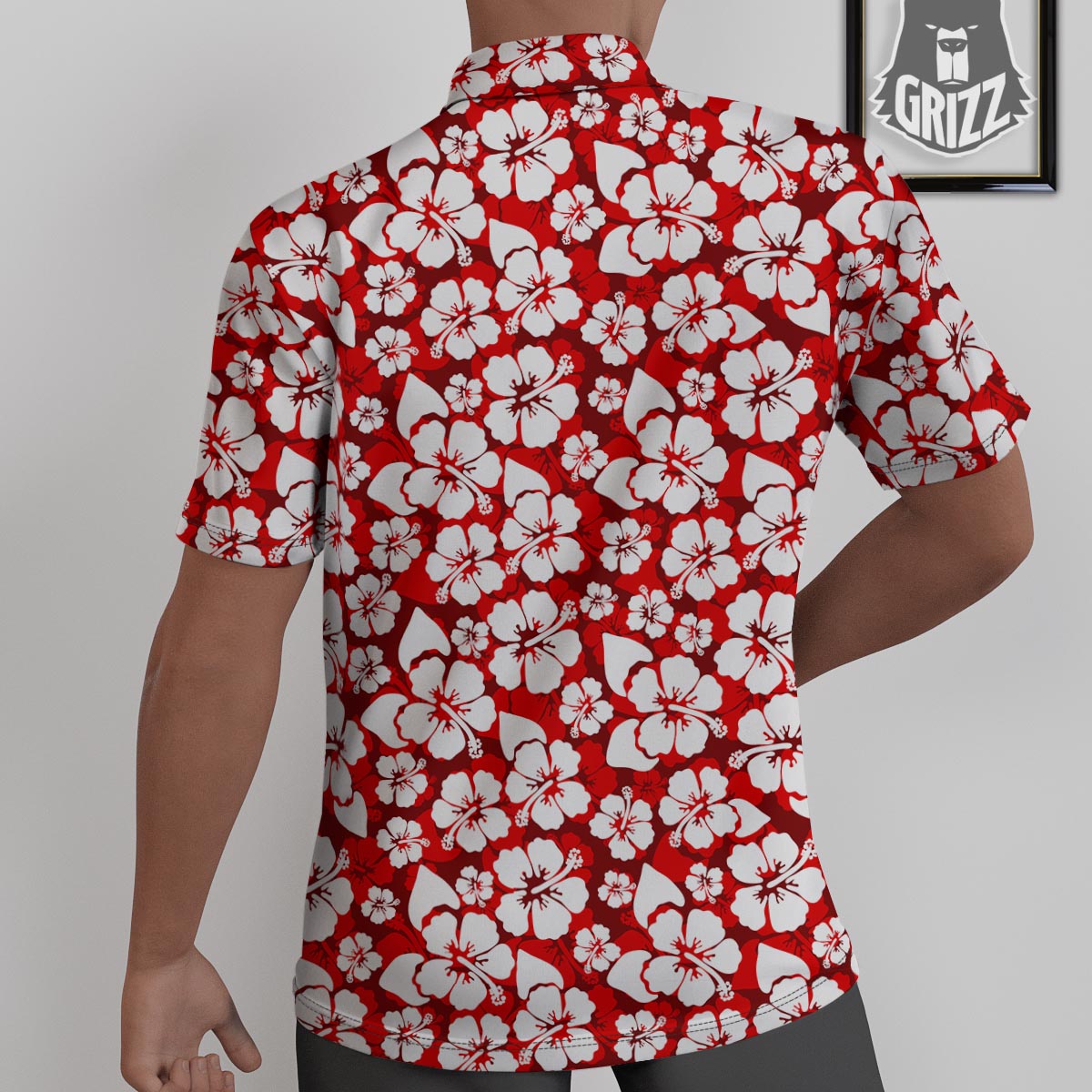 Tropical Red Hawaiian Print Pattern Untucked Shirts-grizzshop