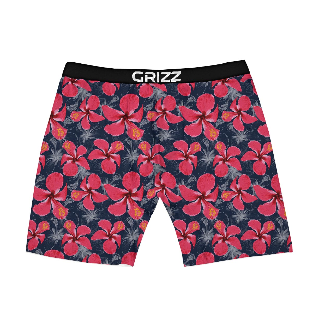 Tropical Red Hibiscus Print Pattern Boxer Briefs-grizzshop