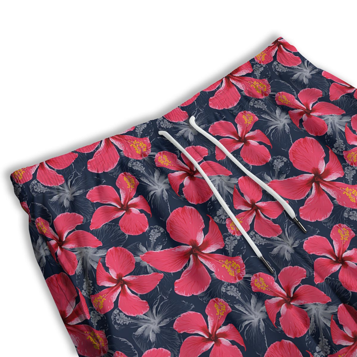 Tropical Red Hibiscus Print Pattern Men's Athletic Shorts-grizzshop