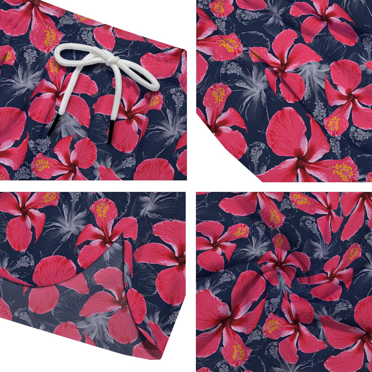 Tropical Red Hibiscus Print Pattern Men's Running Shorts-grizzshop