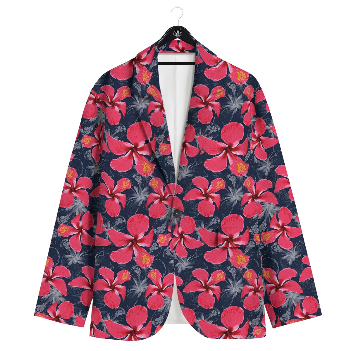 Tropical Red Hibiscus Print Pattern Men's Sport Coat-grizzshop