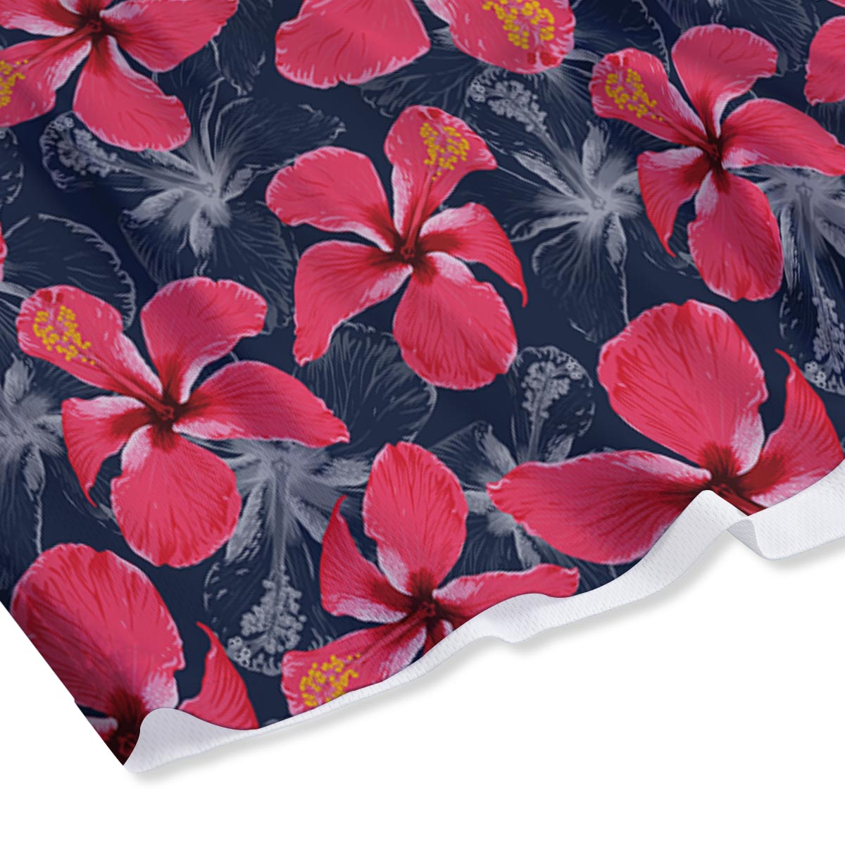 Tropical Red Hibiscus Print Pattern Mesh Shorts