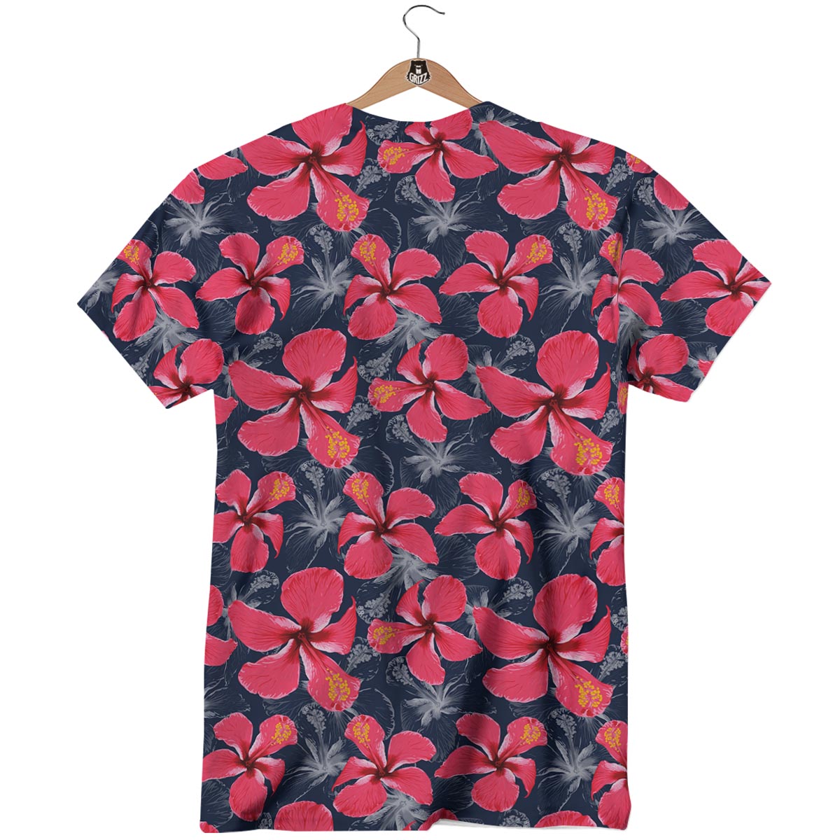 Tropical Red Hibiscus Print Pattern T-Shirt-grizzshop