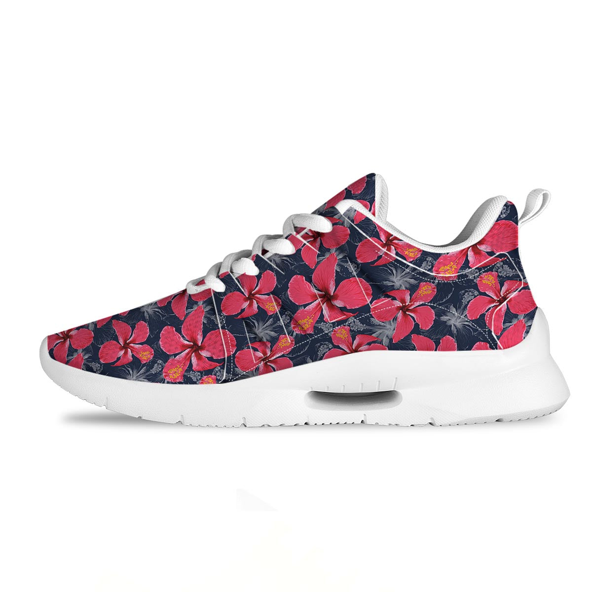 Tropical Red Hibiscus Print Pattern Tennis Shoes-grizzshop