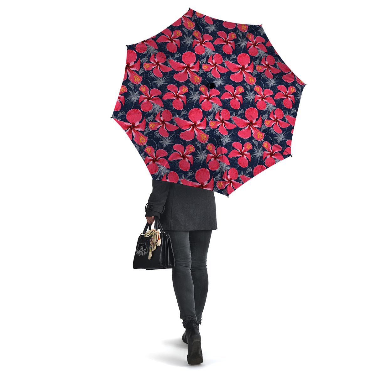 Tropical Red Hibiscus Print Pattern Umbrella-grizzshop