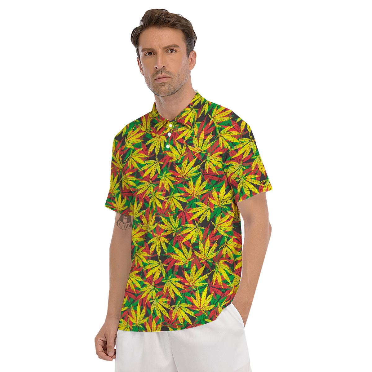 Tropical Reggae Leaf Men's Golf Shirts-grizzshop