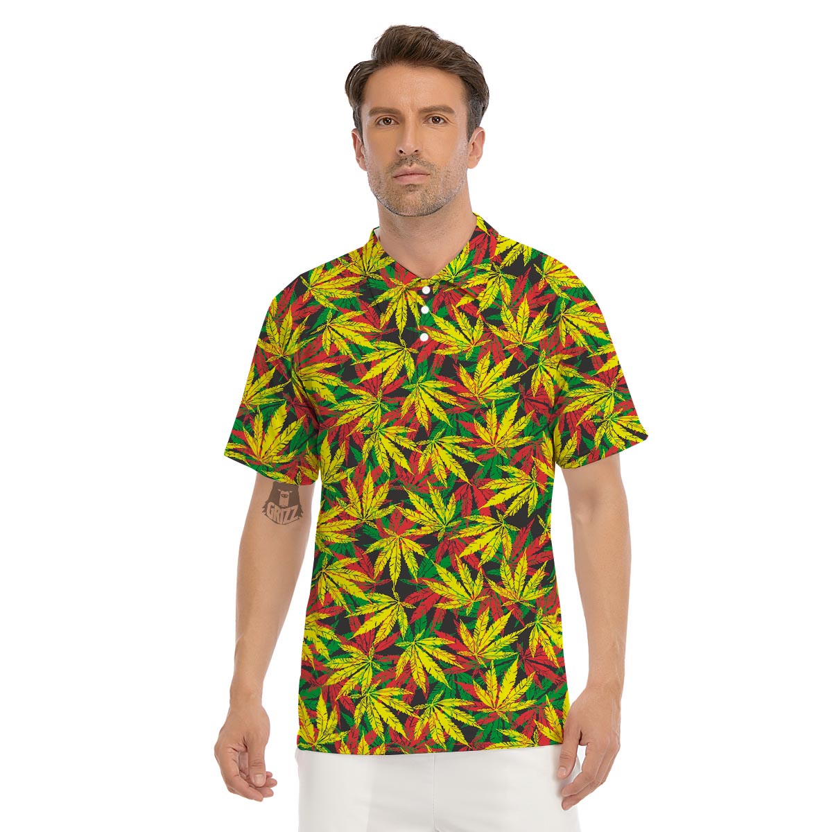 Tropical Reggae Leaf Men's Golf Shirts-grizzshop