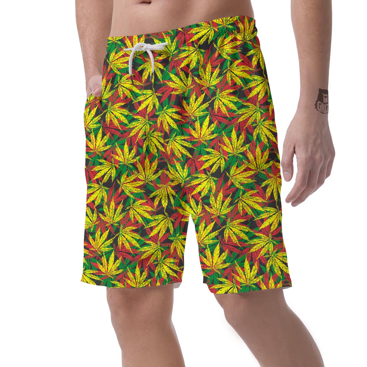 Tropical Reggae Leaf Men's Shorts-grizzshop