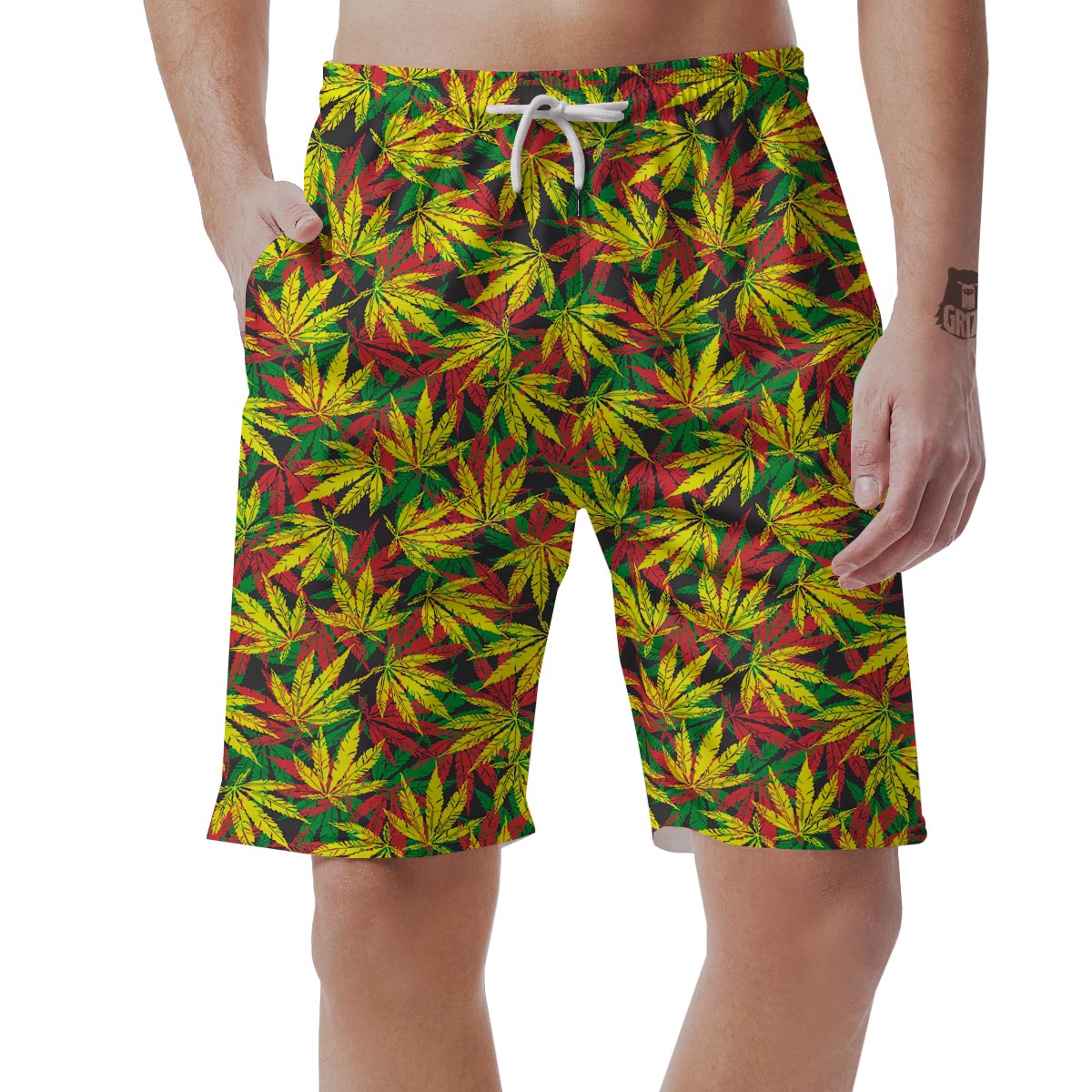 Tropical Reggae Leaf Men's Shorts-grizzshop