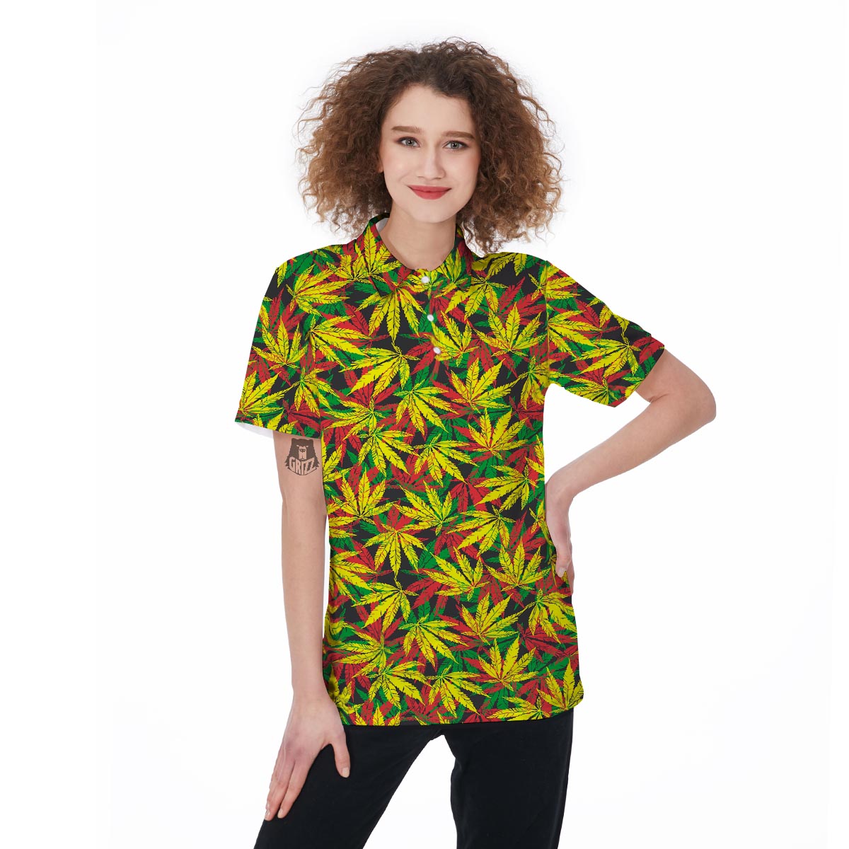 Tropical Reggae Leaf Women's Golf Shirts-grizzshop