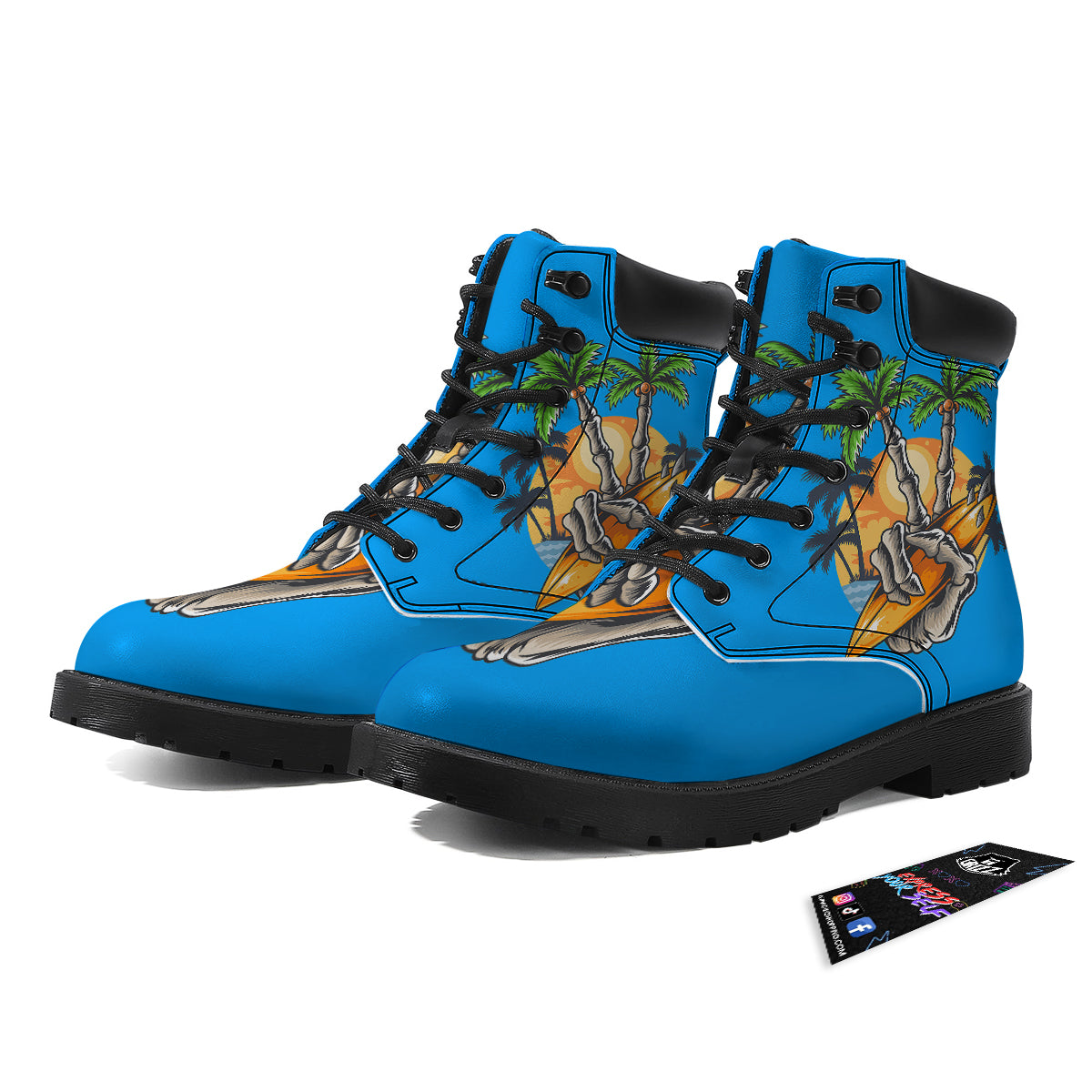 Tropical Skull Hand Print Boots-grizzshop