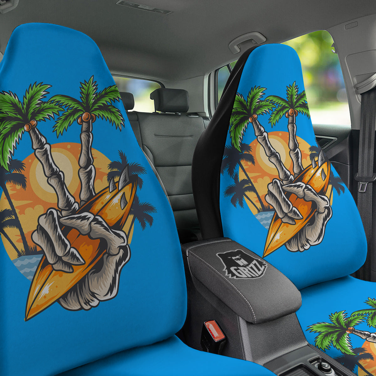 Tropical Skull Hand Print Car Seat Covers-grizzshop