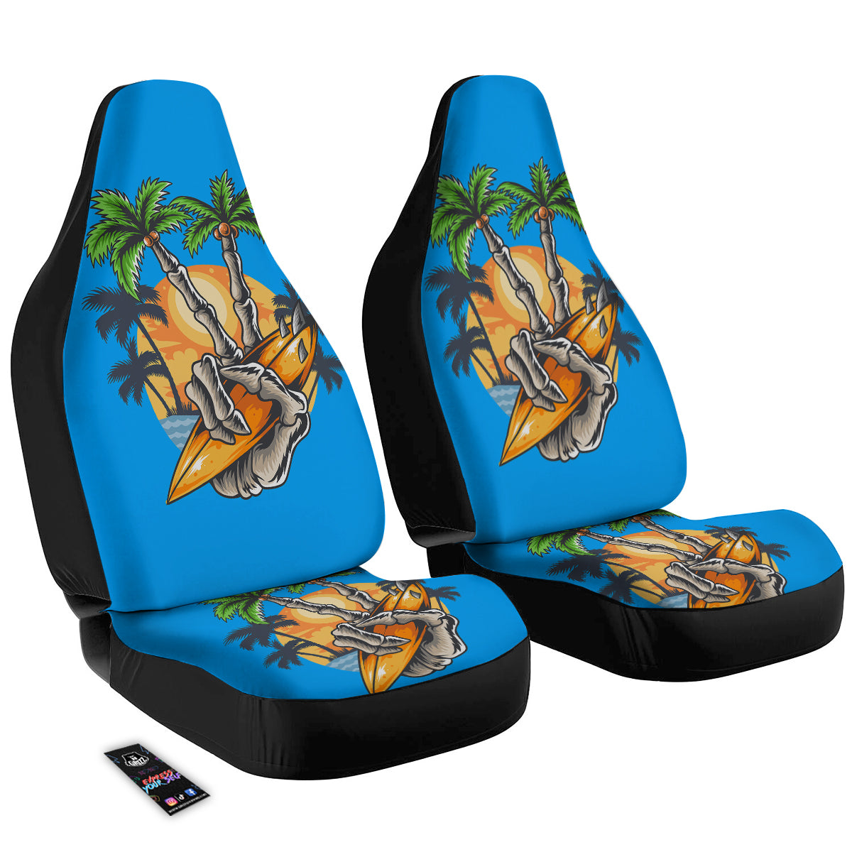 Tropical Skull Hand Print Car Seat Covers-grizzshop