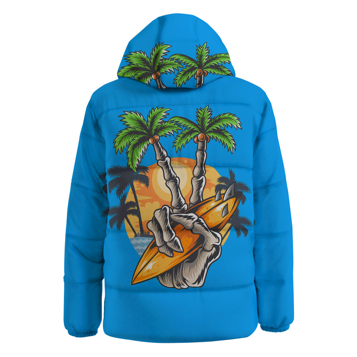 Tropical Skull Hand Print Down Jacket-grizzshop