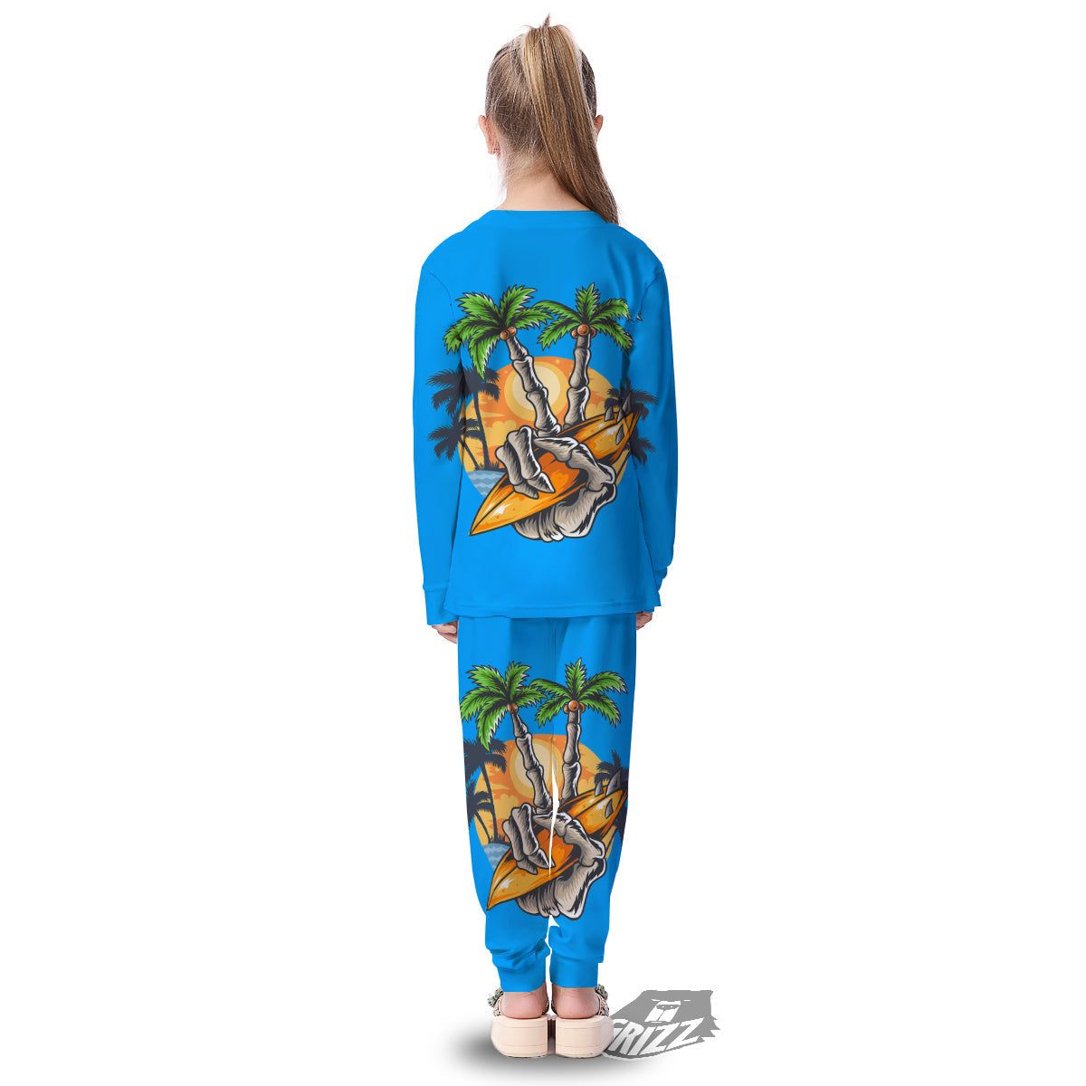 Tropical Skull Hand Print Kid's Pajamas-grizzshop