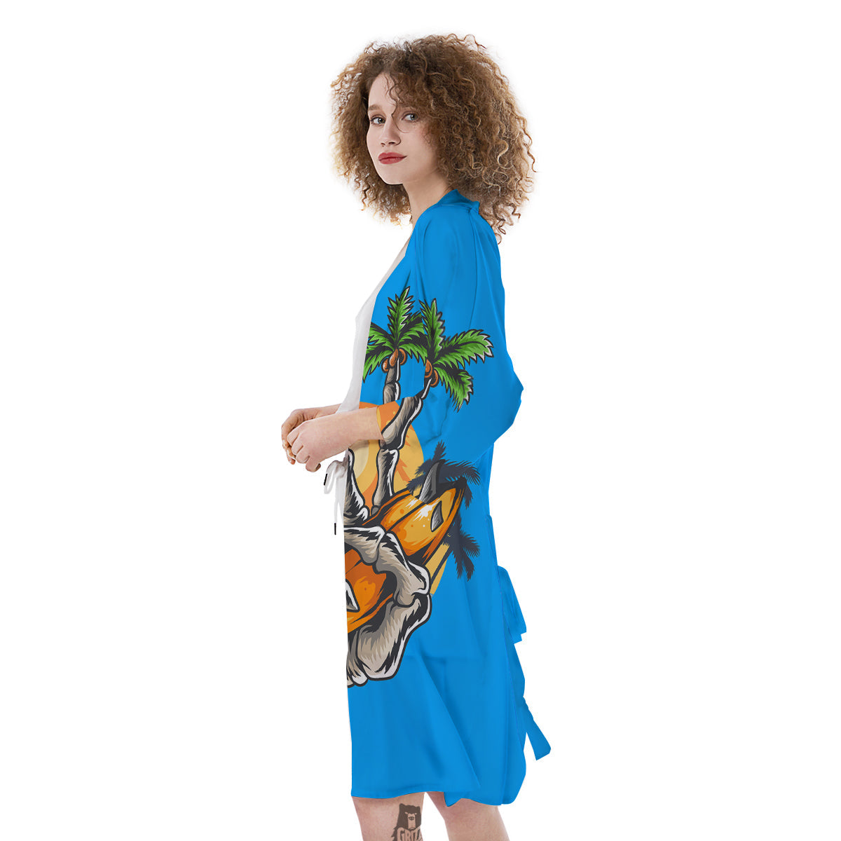Tropical Skull Hand Print Kimono-grizzshop