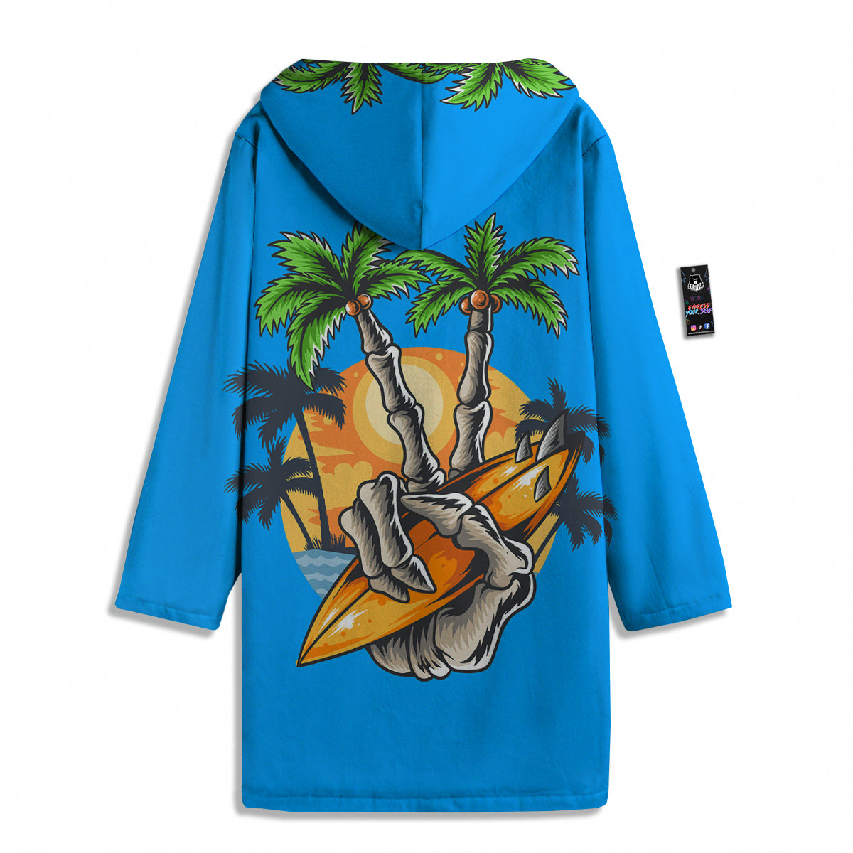 Tropical Skull Hand Print Men's Windbreaker Jacket-grizzshop