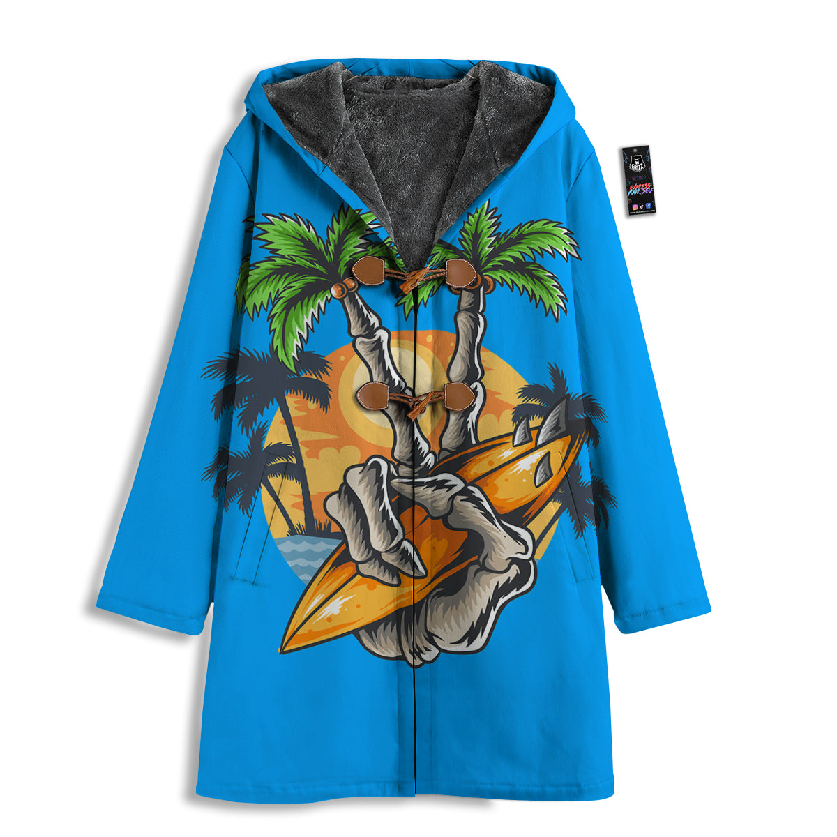 Tropical Skull Hand Print Men's Windbreaker Jacket-grizzshop