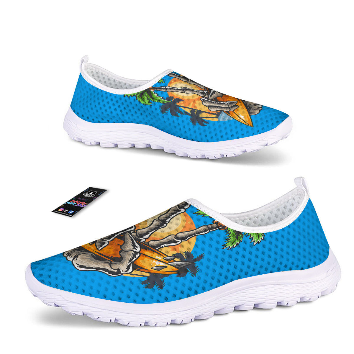 Tropical Skull Hand Print Nurse Shoes-grizzshop