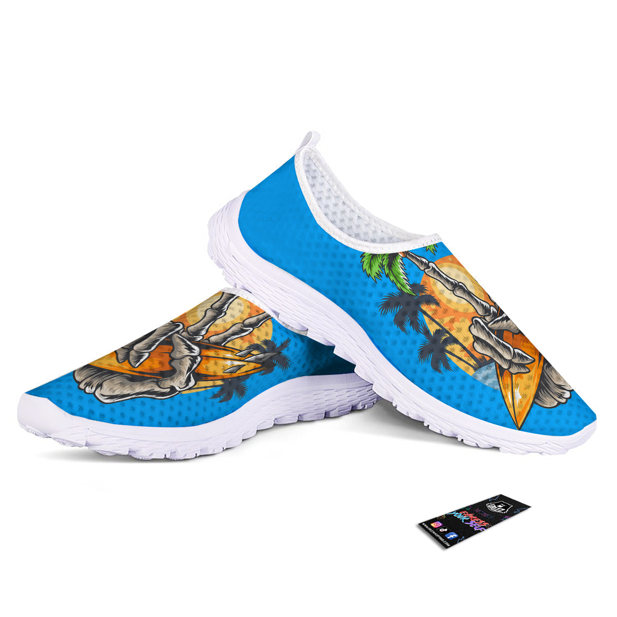 Tropical Skull Hand Print Nurse Shoes-grizzshop