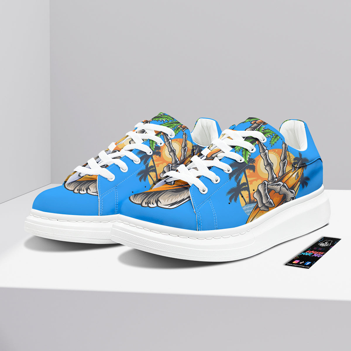 Tropical Skull Hand Print Platform Shoes-grizzshop
