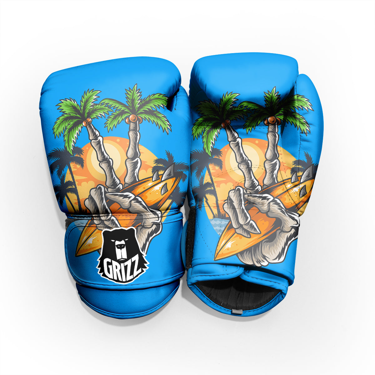 Tropical Skull Hand Print Pro Boxing Glove