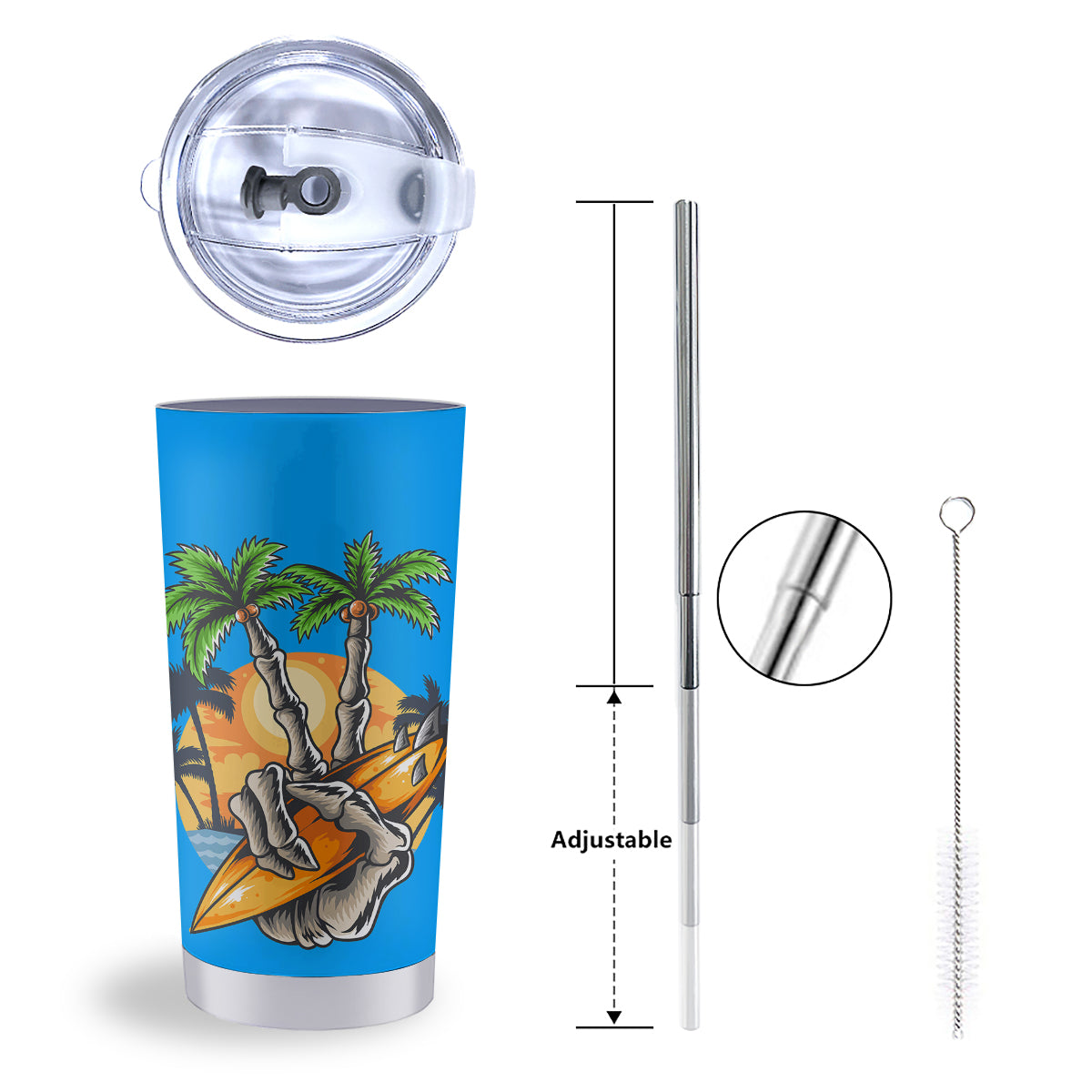 Tropical Skull Hand Print Tumbler-grizzshop