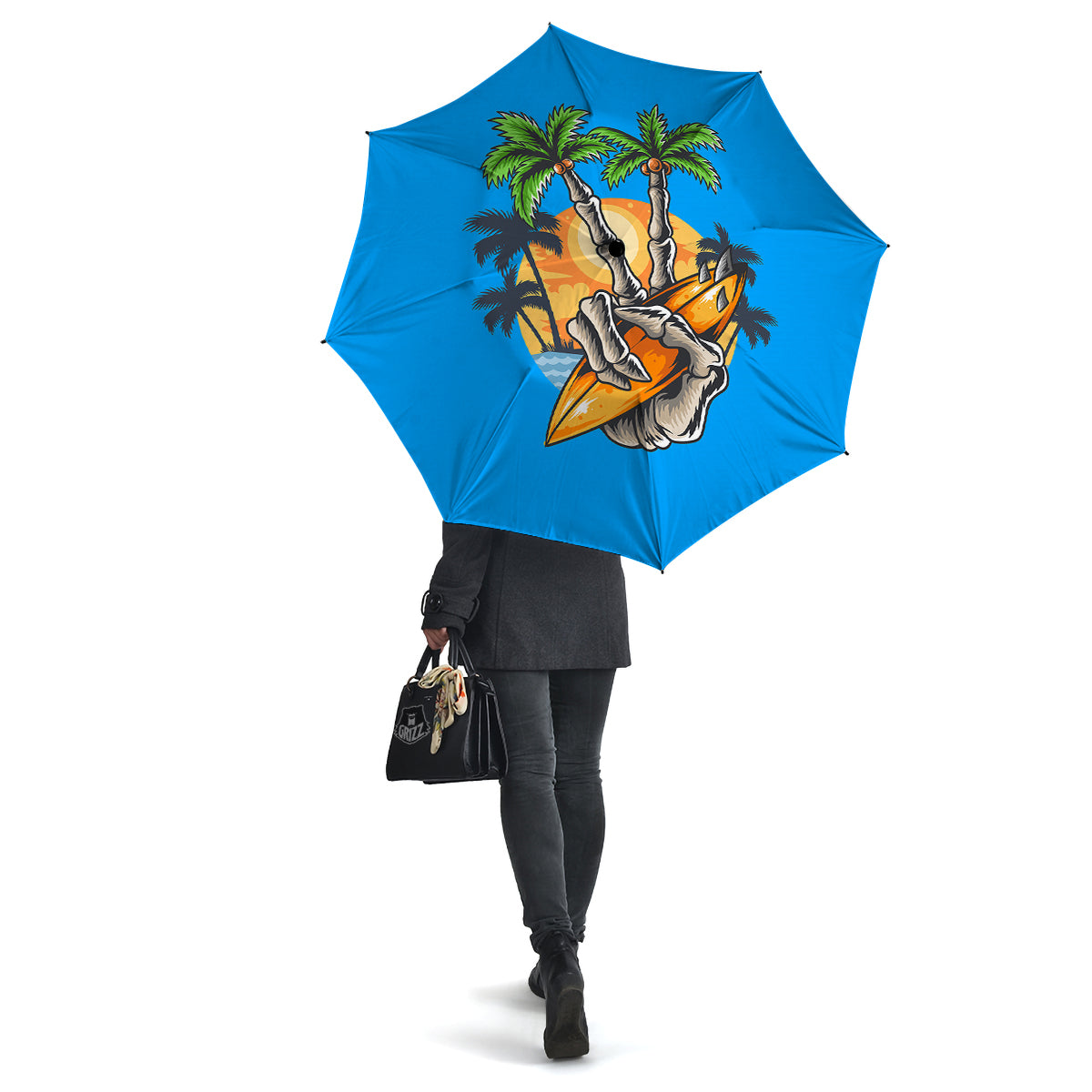 Tropical Skull Hand Print Umbrella-grizzshop