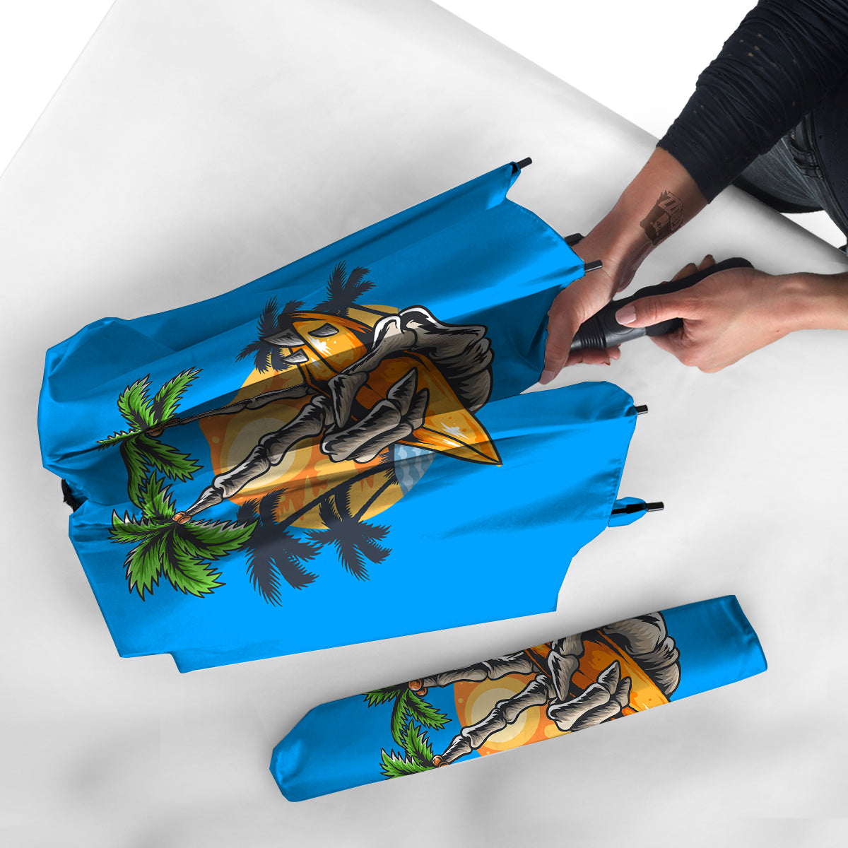 Tropical Skull Hand Print Umbrella-grizzshop