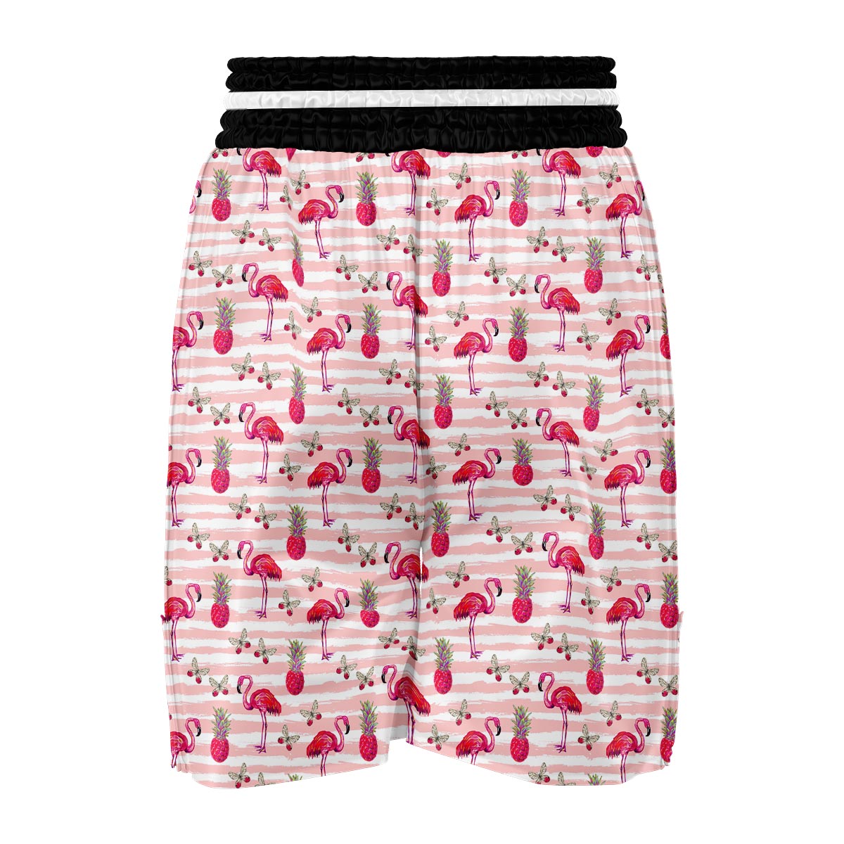 Tropical Stripe Flamingo Boxing Shorts-grizzshop