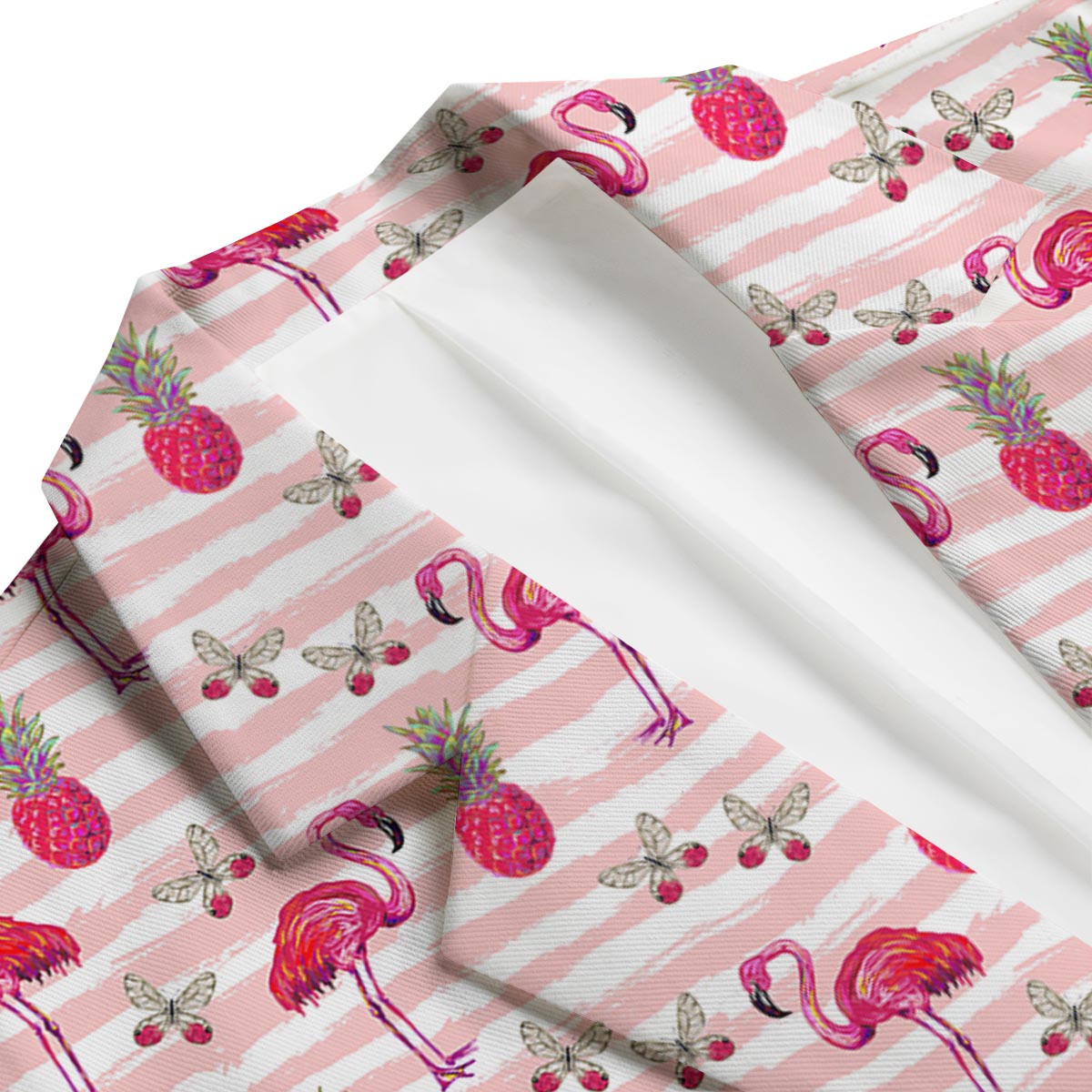Tropical Stripe Flamingo Men's Blazer-grizzshop