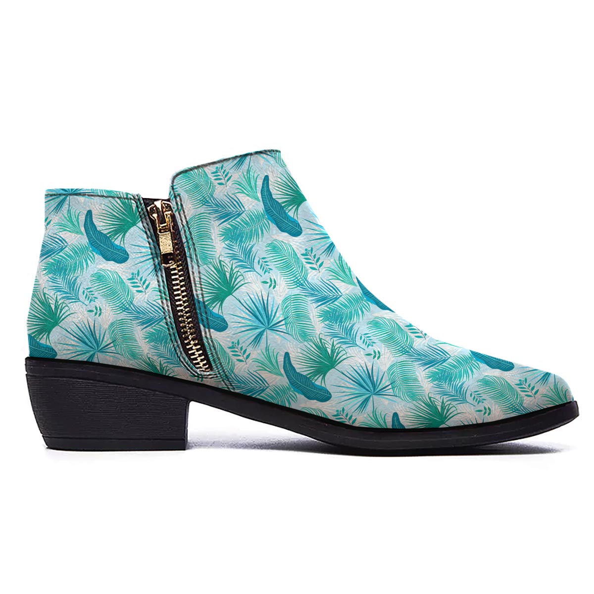 Tropical Teal Aloha Print Pattern Ankle Boots-grizzshop