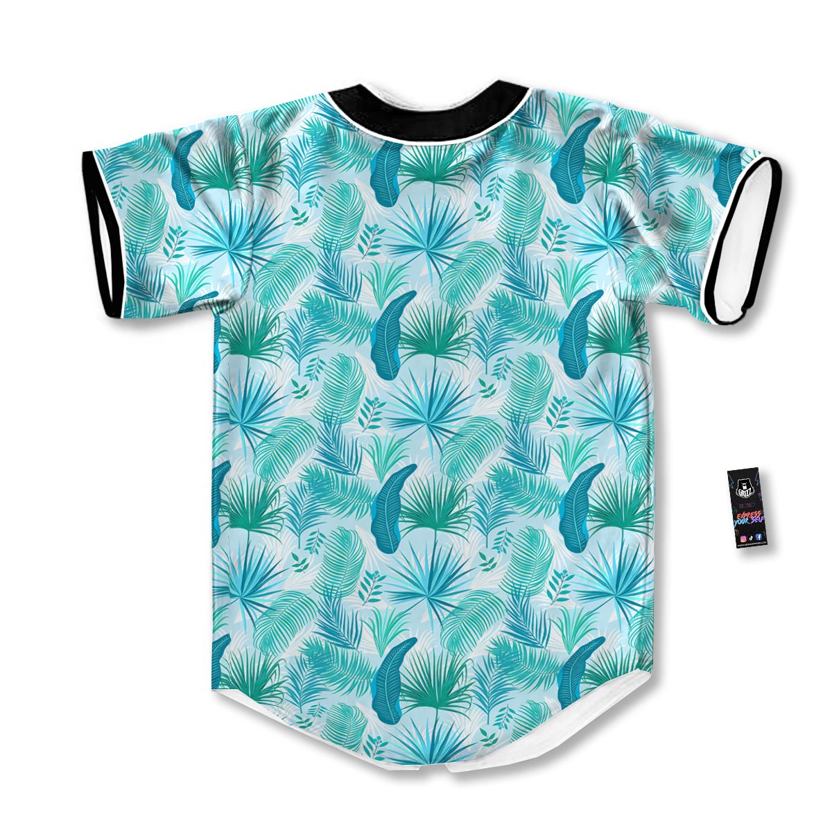 Tropical Teal Aloha Print Pattern Baseball Jersey-grizzshop