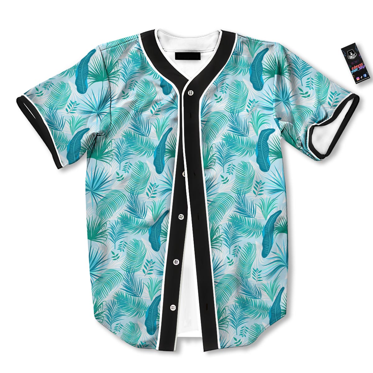 Tropical Teal Aloha Print Pattern Baseball Jersey-grizzshop