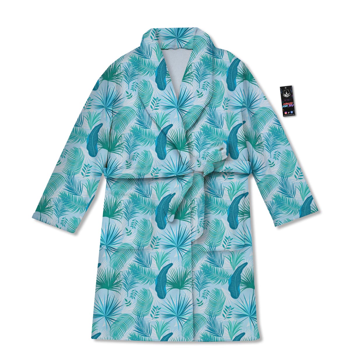 Tropical Teal Aloha Print Pattern Bathrobe-grizzshop