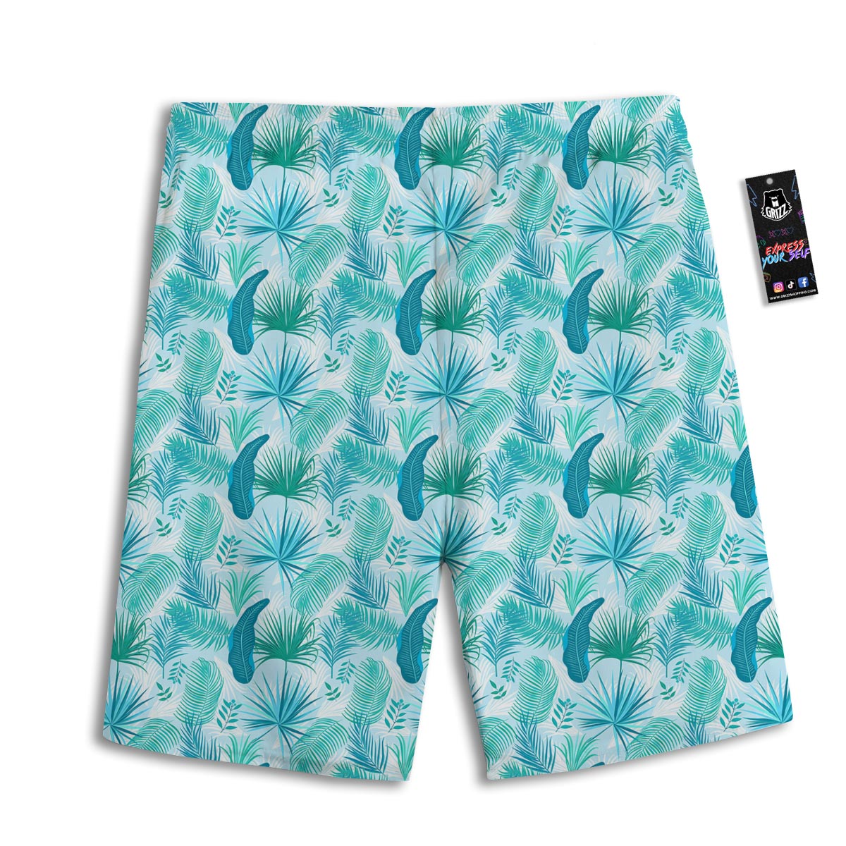 Tropical Teal Aloha Print Pattern Men's Athletic Shorts