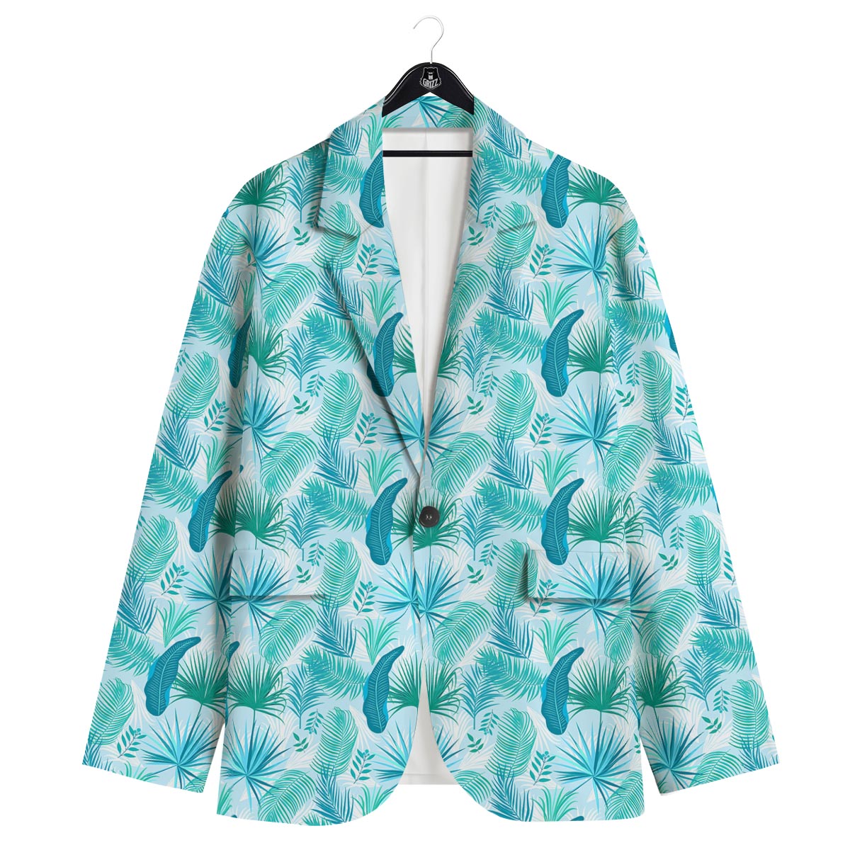 Tropical Teal Aloha Print Pattern Men's Sport Coat-grizzshop