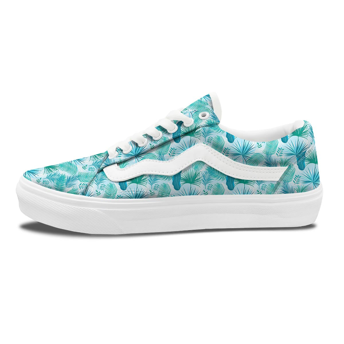 Tropical Teal Aloha Print Pattern Skate Shoes-grizzshop