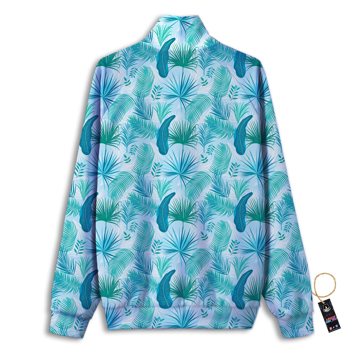 Tropical Teal Aloha Print Pattern Track Jacket-grizzshop