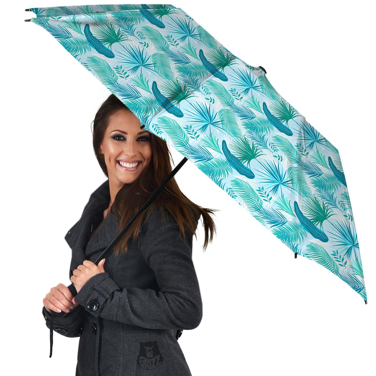 Tropical Teal Aloha Print Pattern Umbrella-grizzshop