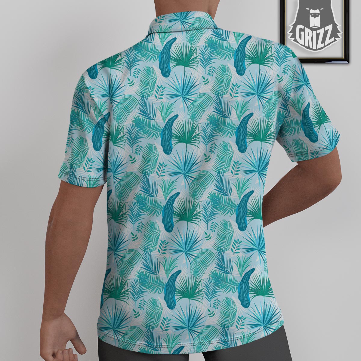 Tropical Teal Aloha Print Pattern Untucked Shirts-grizzshop