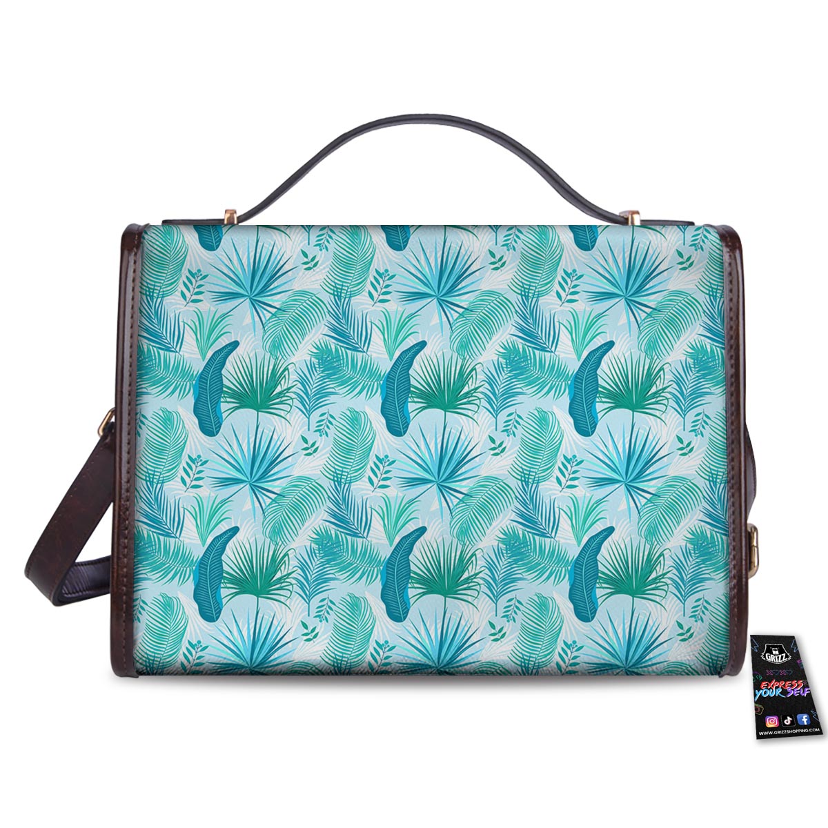 Tropical Teal Aloha Print Pattern Women's Satchel Bag-grizzshop