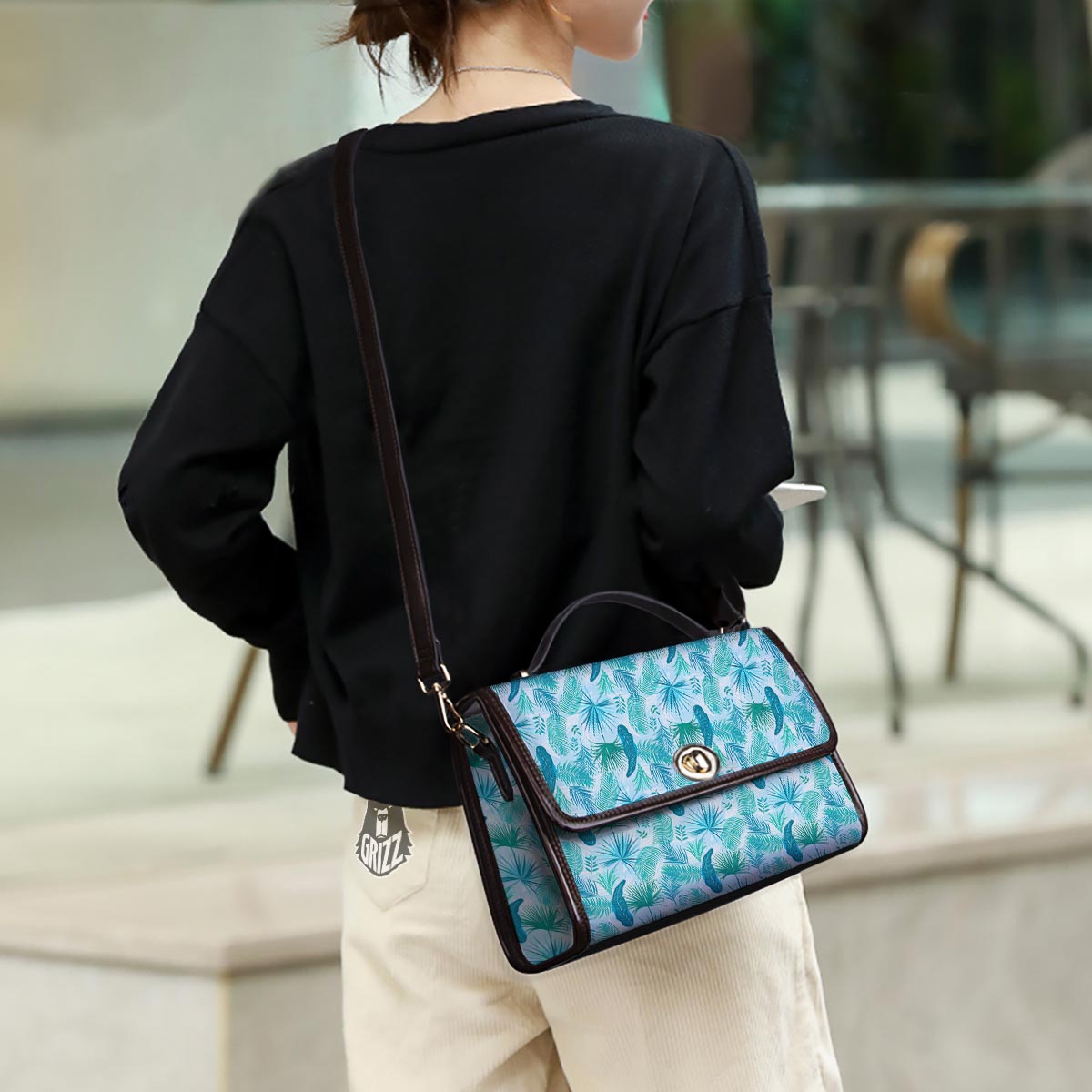 Tropical Teal Aloha Print Pattern Women's Satchel Bag-grizzshop